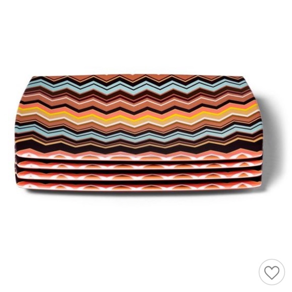 4pk Melamine Dinner Plate Set Color Zig Zag Print - Picture 2 of 6